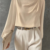Consuelo | Blouse Élégante à Manches Longues Femme Col Drapé