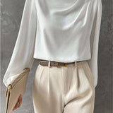 Consuelo | Blouse Élégante à Manches Longues Femme Col Drapé