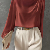Consuelo | Blouse Élégante à Manches Longues Femme Col Drapé