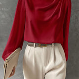 Consuelo | Blouse Élégante à Manches Longues Femme Col Drapé