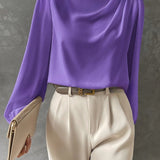 Consuelo | Blouse Élégante à Manches Longues Femme Col Drapé
