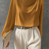Consuelo | Blouse Élégante à Manches Longues Femme Col Drapé
