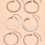 Ensemble de Bracelets en Chaîne Cubaine de 6 Pièces