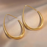 Boucles d'Oreilles Ovales en Métal