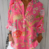 Consuelo | Blouse Tropicale d'Été Imprimée Femme Décolleté en V