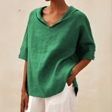 Esperanza | Chemise en Lin Oversize Femme Capuche Décolleté V