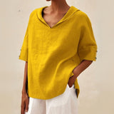 Esperanza | Chemise en Lin Oversize Femme Capuche Décolleté V