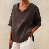 Esperanza | Chemise en Lin Oversize Femme Capuche Décolleté V