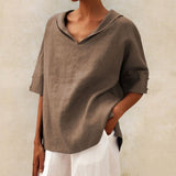 Esperanza | Chemise en Lin Oversize Femme Capuche Décolleté V