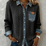 Esther | Pull avec Détail Denim Femme Manches Longues Tresses