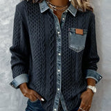 Esther | Pull avec Détail Denim Femme Manches Longues Tresses