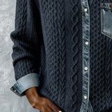 Esther | Pull avec Détail Denim Femme Manches Longues Tresses