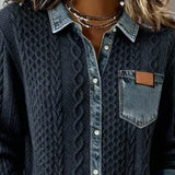 Esther | Pull avec Détail Denim Femme Manches Longues Tresses