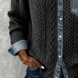 Esther | Pull avec Détail Denim Femme Manches Longues Tresses