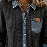 Esther | Pull avec Détail Denim Femme Manches Longues Tresses