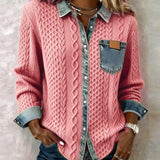 Esther | Pull avec Détail Denim Femme Manches Longues Tresses