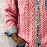Esther | Pull avec Détail Denim Femme Manches Longues Tresses