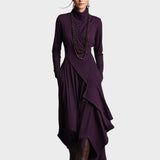Teresa - Robe maxi en tricot asymétrique avec col roulé