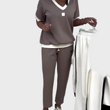 Kristýna - Ensemble Décontracté Femme avec Top et Pantalon à Décolleté en V