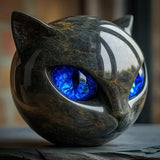 Statue en Pierre du Chat Noir – Symbole de Chance et de Style