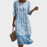 Sofia - Robe Maxi à Encolure Ronde et Motif