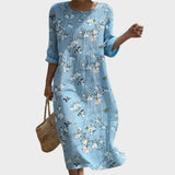 Beatriz - Robe Maxi avec Décolleté Rond et Motif