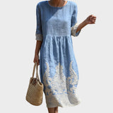 Tânia - Robe avec Motif de Plantes et de Fleurs