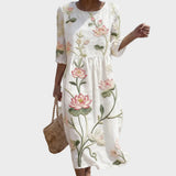 Ariana - Robe avec Motif de Plantes et de Fleurs