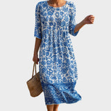 Liana - Robe Maxi à Encolure Ronde avec Motif Floral