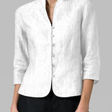 Gema | Blouse en Lin Femme Col Mao Manches 3/4