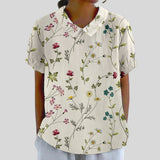 Gloria | Blouse Imprimée Florale à Manches Courtes Femme Col Classique