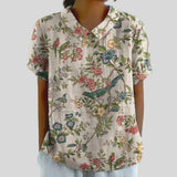 Gloria | Blouse Imprimée Florale à Manches Courtes Femme Col Classique