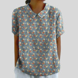 Gloria | Blouse Imprimée Florale à Manches Courtes Femme Col Classique