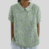 Gloria | Blouse Imprimée Florale à Manches Courtes Femme Col Classique
