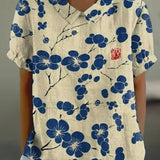 Gloria | Blouse Imprimée Florale à Manches Courtes Femme Col Classique