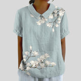 Gloria | Blouse Imprimée Florale à Manches Courtes Femme Col Classique