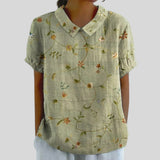 Gloria | Blouse Imprimée Florale à Manches Courtes Femme Col Classique