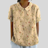 Gloria | Blouse Imprimée Florale à Manches Courtes Femme Col Classique