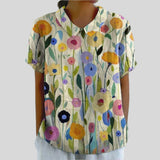 Gloria | Blouse Imprimée Florale à Manches Courtes Femme Col Classique