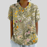 Gloria | Blouse Imprimée Florale à Manches Courtes Femme Col Classique