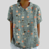 Gloria | Blouse Imprimée Florale à Manches Courtes Femme Col Classique