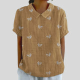 Gloria | Blouse Imprimée Florale à Manches Courtes Femme Col Classique