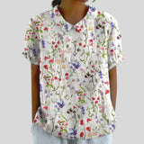 Gloria | Blouse Imprimée Florale à Manches Courtes Femme Col Classique