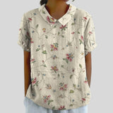 Gloria | Blouse Imprimée Florale à Manches Courtes Femme Col Classique