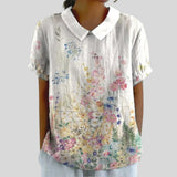 Gloria | Blouse Imprimée Florale à Manches Courtes Femme Col Classique