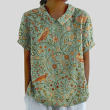 Gloria | Blouse Imprimée Florale à Manches Courtes Femme Col Classique