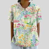 Gloria | Blouse Imprimée Florale à Manches Courtes Femme Col Classique