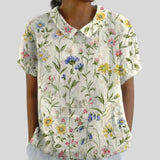 Gloria | Blouse Imprimée Florale à Manches Courtes Femme Col Classique