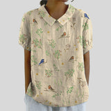Gloria | Blouse Imprimée Florale à Manches Courtes Femme Col Classique