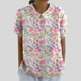 Gloria | Blouse Imprimée Florale à Manches Courtes Femme Col Classique